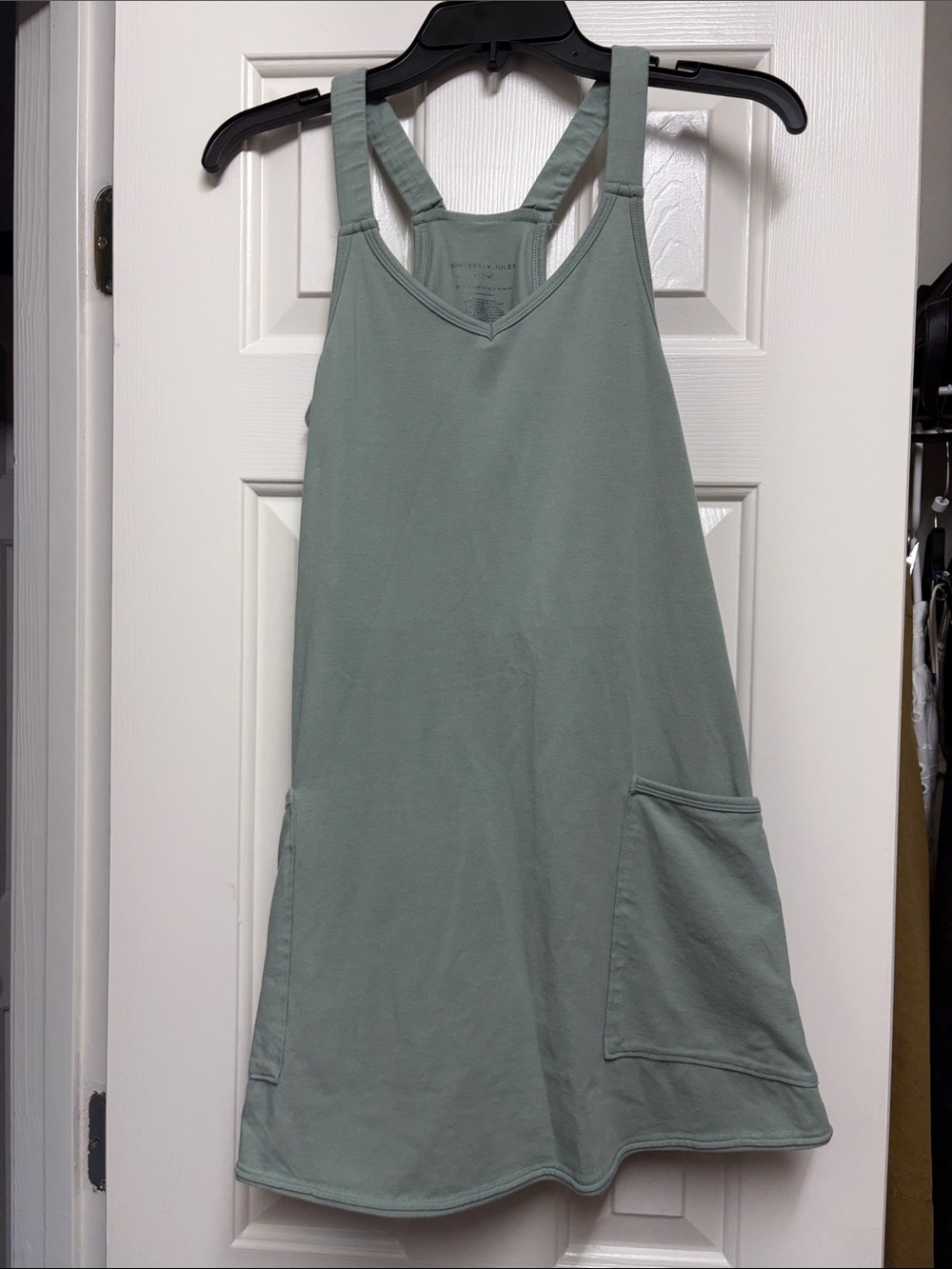 Sincerly Jules Sage Green Pocket Mini Dress